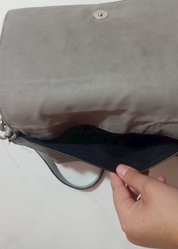 Gri Süet Kadın Çanta Fermuarlı - Görsel 4