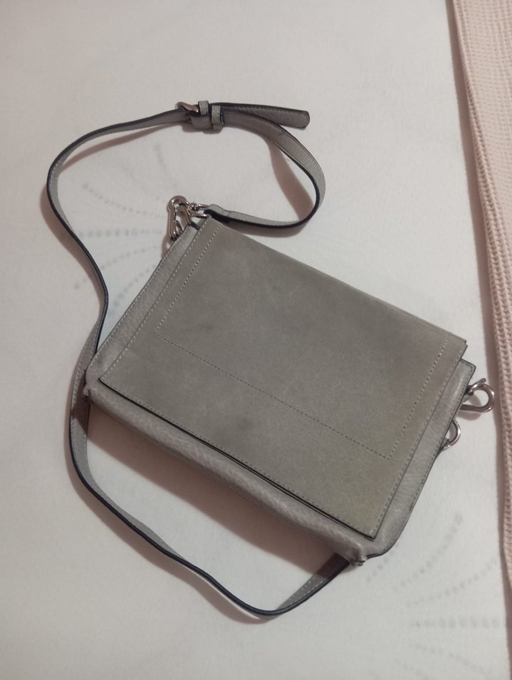 Gri Süet Kadın Çanta Fermuarlı - Görsel 2