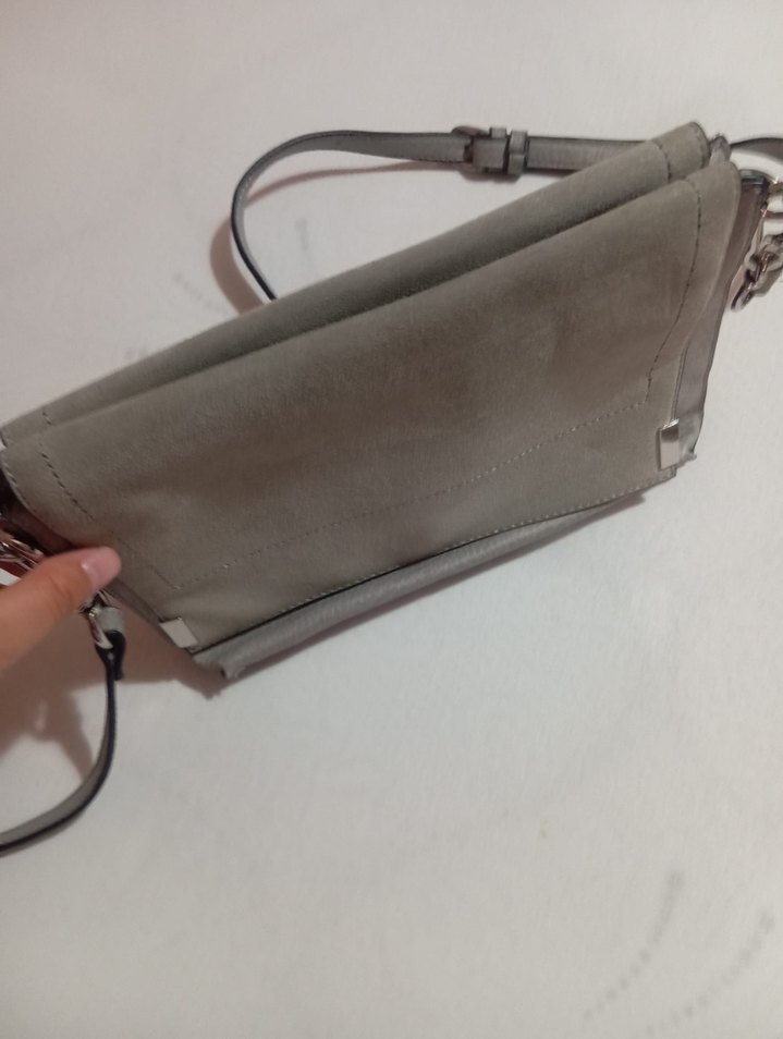 Gri Süet Kadın Çanta Fermuarlı - Görsel 3
