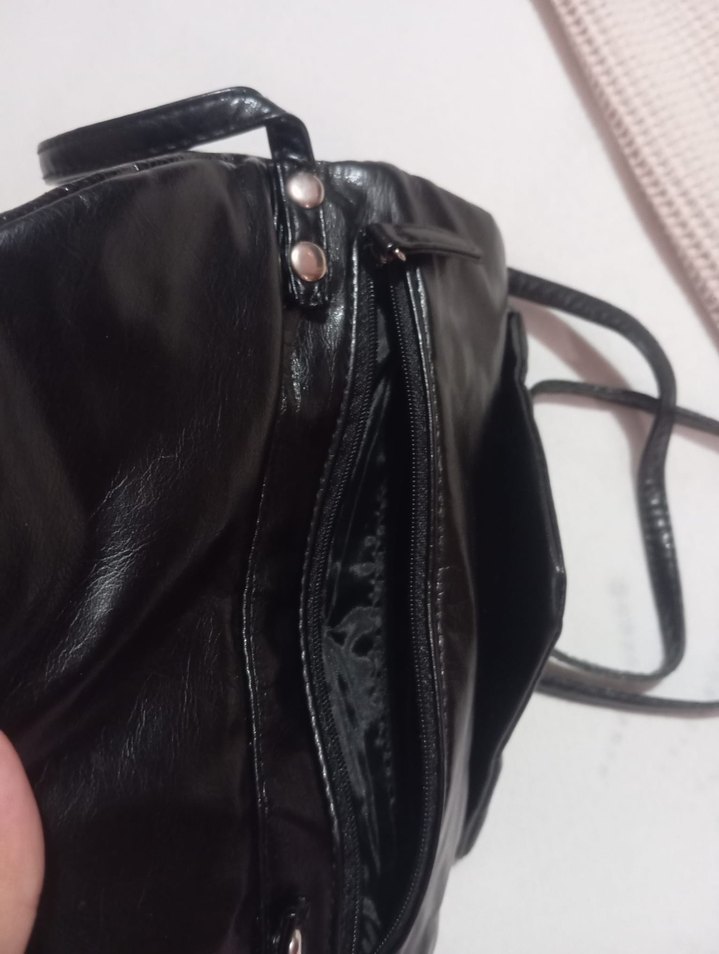 Siyah Yılan Derisi Desenli Deri Kadın Çanta - Görsel 5