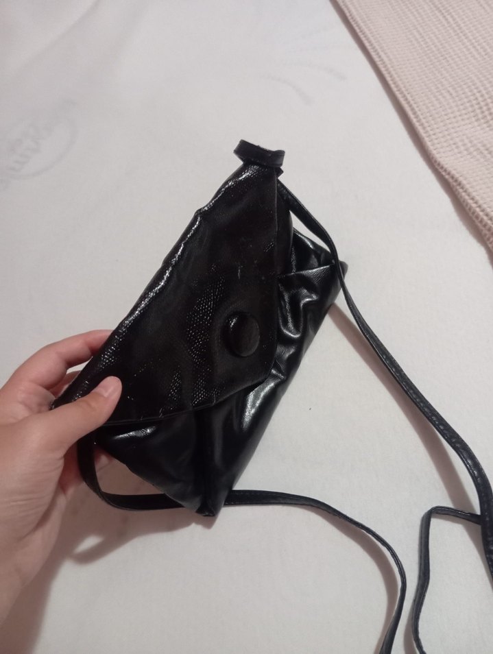 Siyah Yılan Derisi Desenli Deri Kadın Çanta - Görsel 4