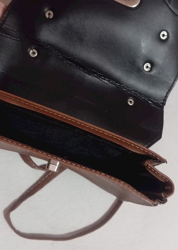 Kahverengi Deri Tokalı Biker Kadın Çanta - Görsel 4