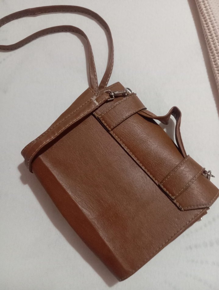 Kahverengi Deri Tokalı Biker Kadın Çanta - Görsel 3