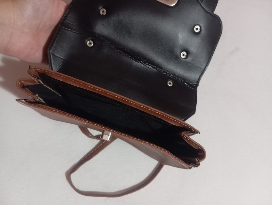 Kahverengi Deri Tokalı Biker Kadın Çanta - Görsel 4