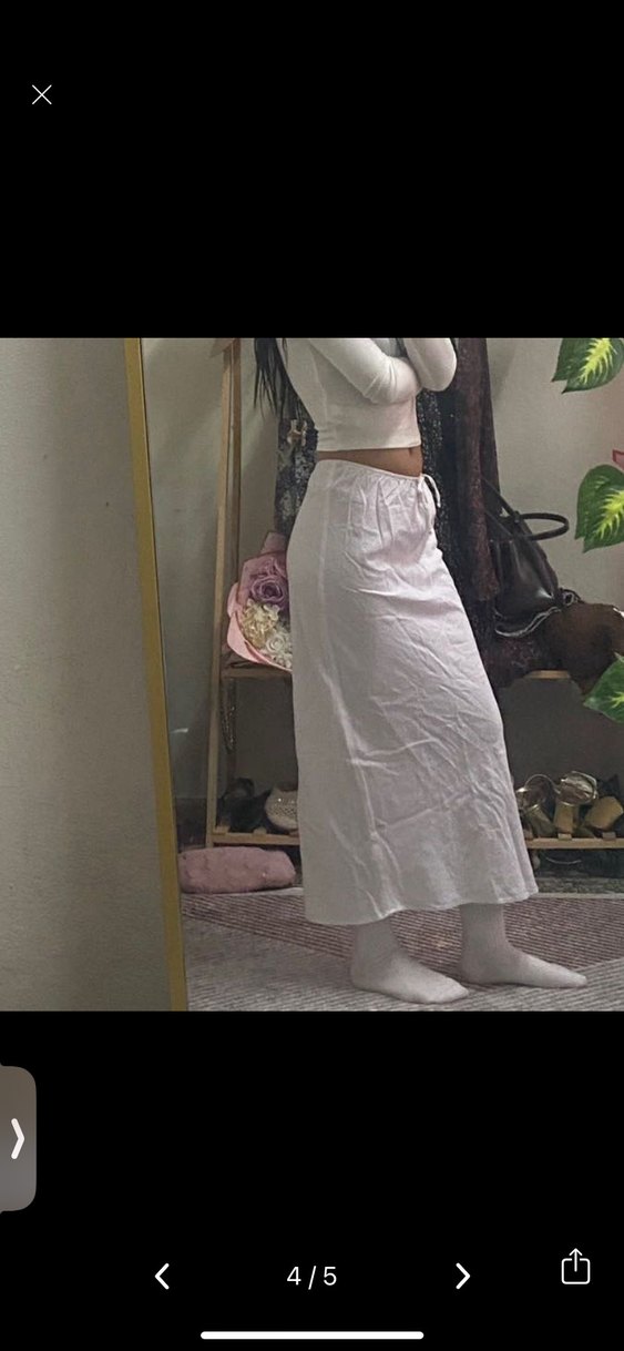 Beyaz Midi Kadın Uzun Etek - Görsel 3