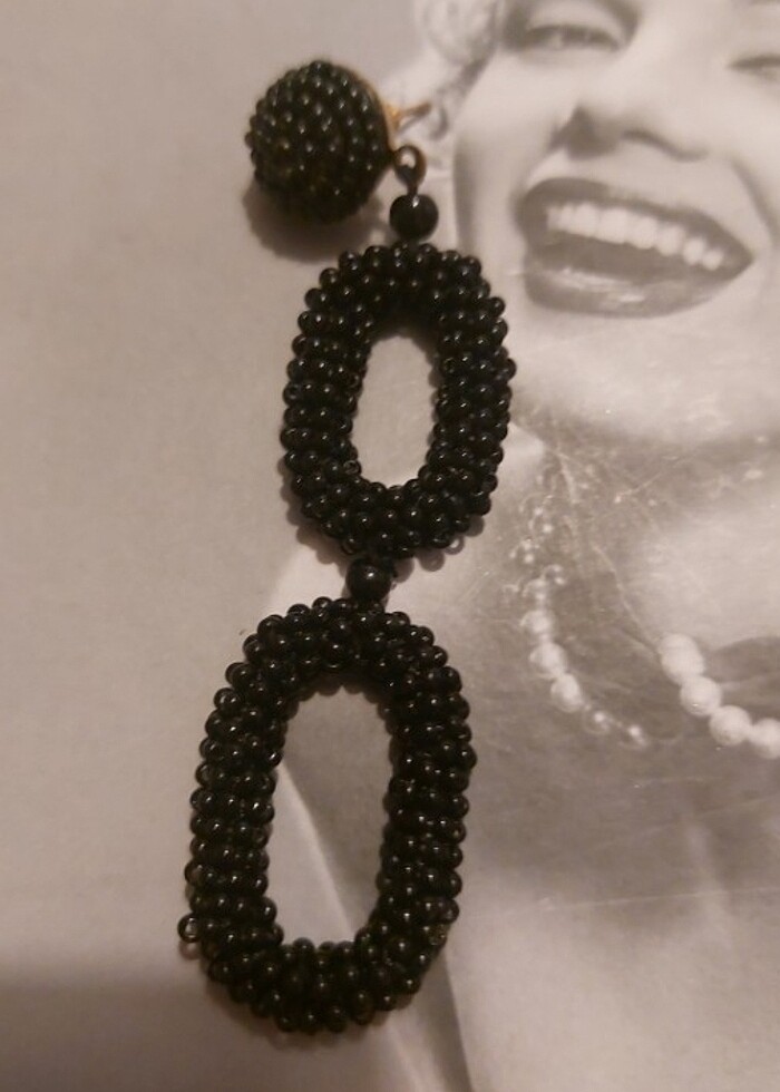 Boncuk işlemeli kupe - Görsel 3