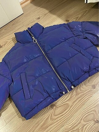 s Beden Bershka mor reflektörlü şişme mont