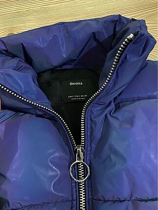 s Beden mor Renk Bershka mor reflektörlü şişme mont