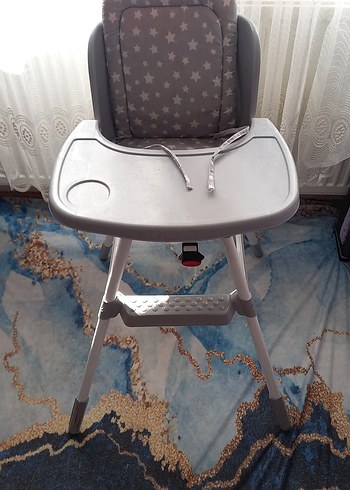 Gri Yıldız Desenli Bebek Mama Sandalyesi