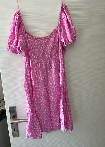 LC Waikiki Pembe Çiçekli Günlük Elbise