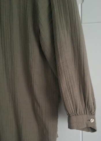 Düğmeli Bol Kesim müslin Gömlek - Görsel 4