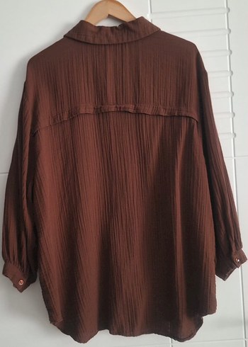 Düğmeli Bol Kesim müslin Gömlek - Görsel 5