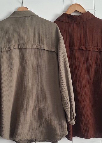Düğmeli Bol Kesim müslin Gömlek - Görsel 2