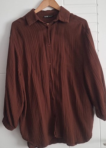 Düğmeli Bol Kesim müslin Gömlek - Görsel 3