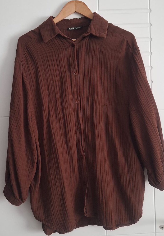 Düğmeli Bol Kesim müslin Gömlek - Görsel 3