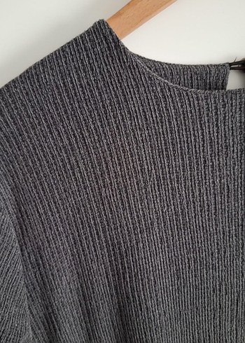 Antrasit Krinkıl Kumaş Robadan Elbise - Görsel 6