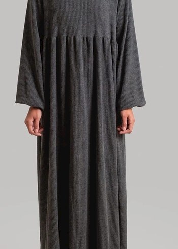 Antrasit Krinkıl Kumaş Robadan Elbise - Görsel 4