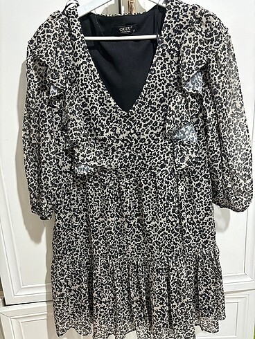 Leopar şifon elbise