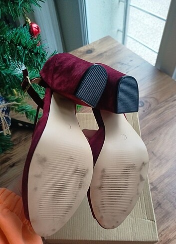 38 Beden Bordo kadife ayakkabı 