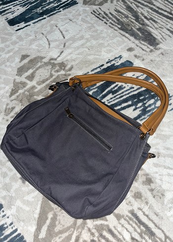  Beden Gri Denim Fermuarlı Kadın Çanta