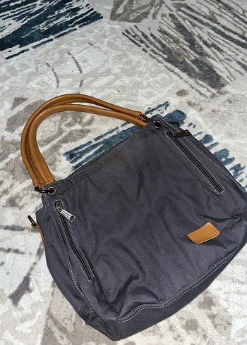 Gri Denim Fermuarlı Kadın Çanta