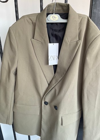 m Beden haki Renk Zara oversize blazer