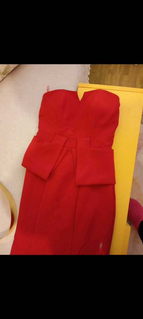 Kırmızı Straplez Uzun Abiye Elbise - Görsel 3