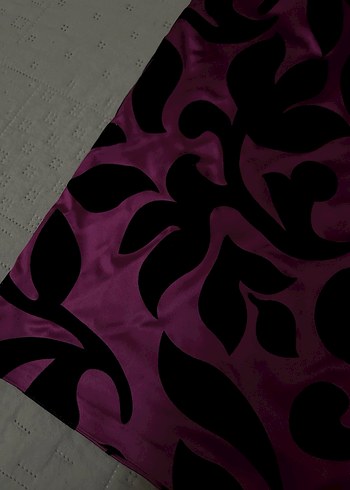 Mor Desenli Drapeli Midi Kadın Elbise - Görsel 4