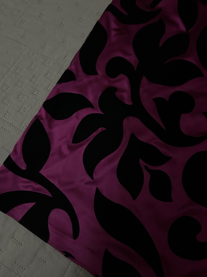 Mor Desenli Drapeli Midi Kadın Elbise - Görsel 4