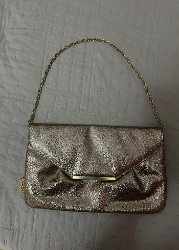 Zincir Detaylı Altın Rengi payet Desenli Deri Kadın Çanta - Görsel 5