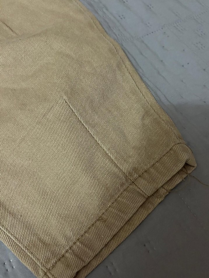 Bej Rahat Kesim Midi Kadın Kot Pantolon - Görsel 4