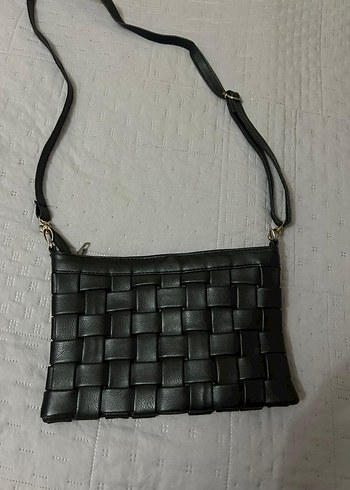 Siyah Deri Kare Dokulu Kadın Çanta - Görsel 2
