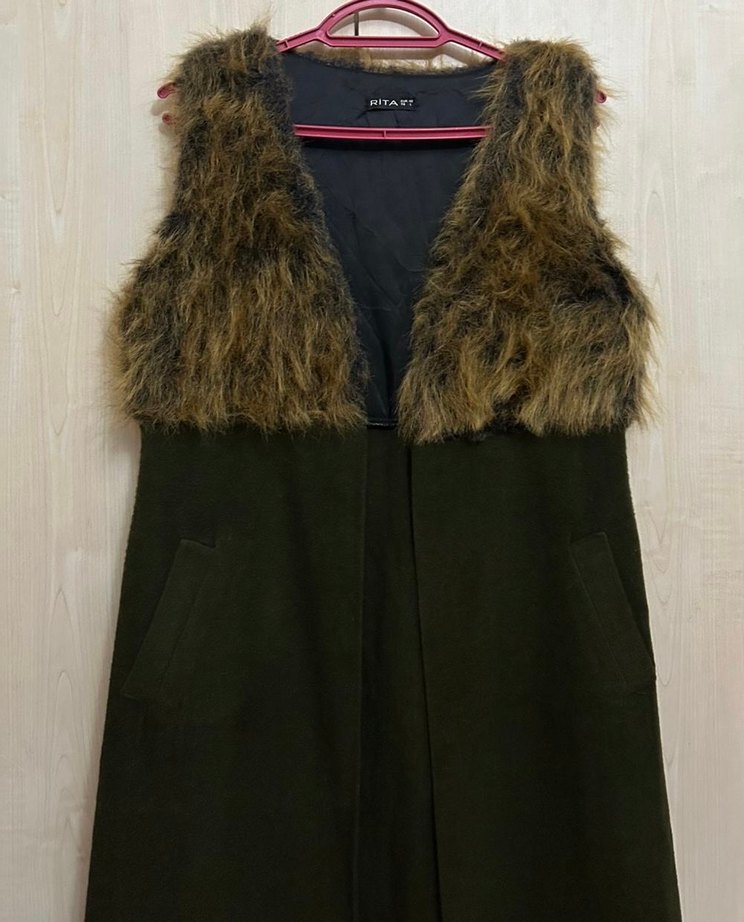 Kahverengi Kürklü Kadın Yelek - Görsel 4