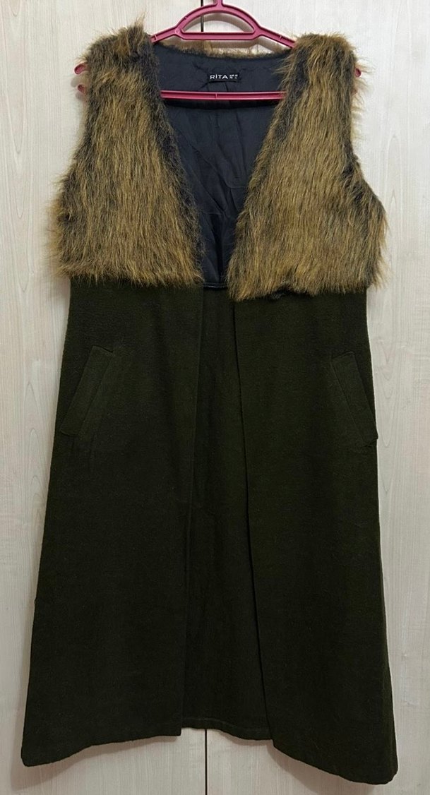 Kahverengi Kürklü Kadın Yelek - Görsel 2