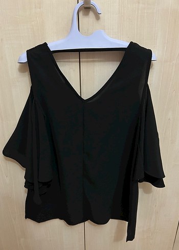 Siyah V Yakalı Salaş Kolsuz Bluz - Görsel 4