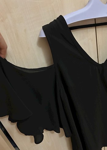 Siyah V Yakalı Salaş Kolsuz Bluz - Görsel 2