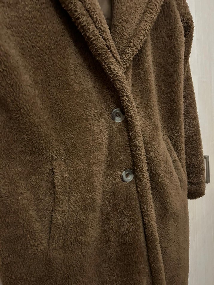 Kahverengi Uzun Yünlü Kadın Kaban - Görsel 4