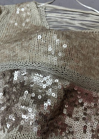 Gri Payetli Örgü Kadın Kazak - Görsel 2