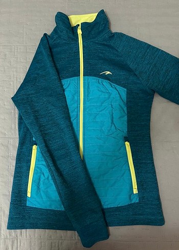 Kadın Mavi Fermuarlı Yüksek Yaka Spor Ceket - Görsel 2