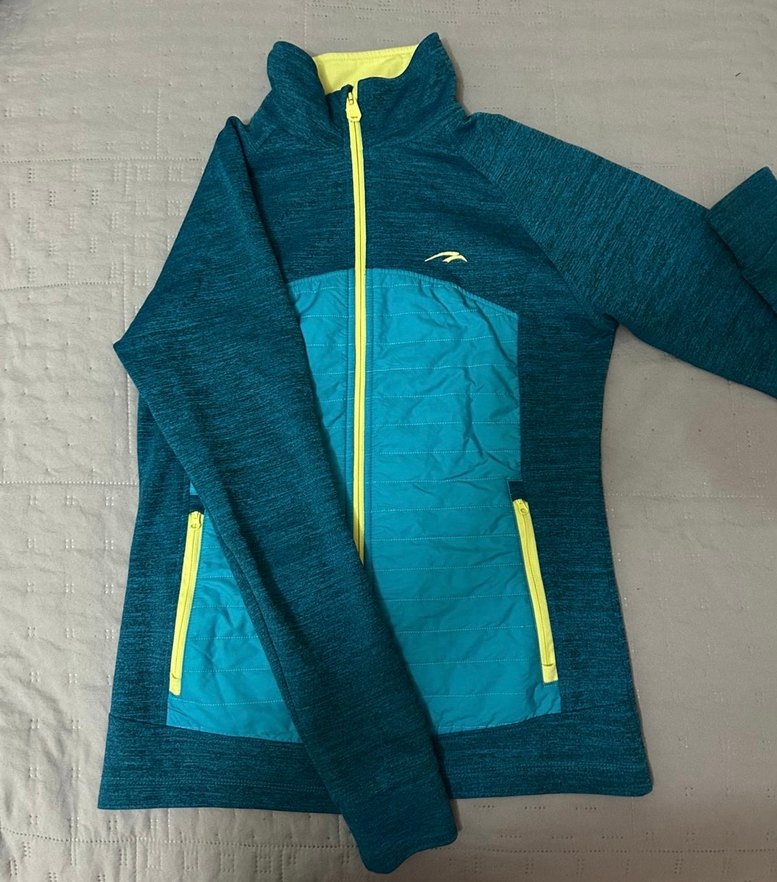 Kadın Mavi Fermuarlı Yüksek Yaka Spor Ceket - Görsel 2