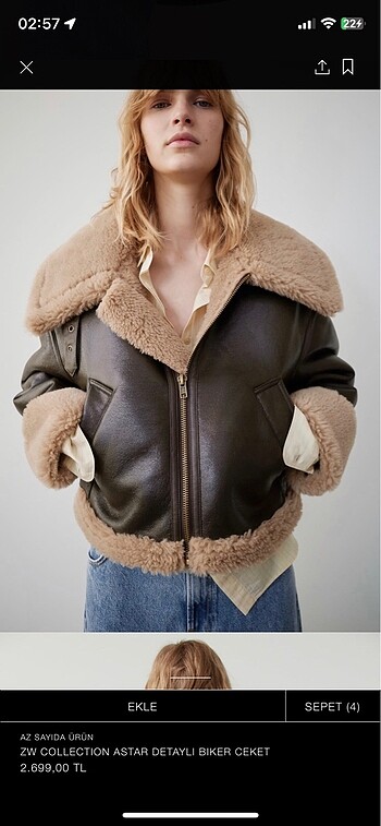 zara astar detaylı biker ceket