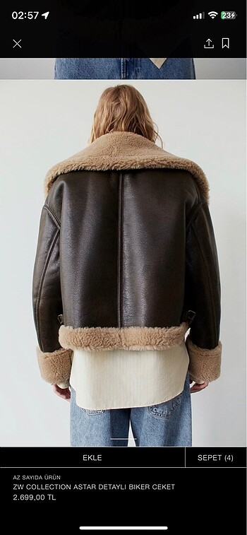 Zara zara astar detaylı biker ceket