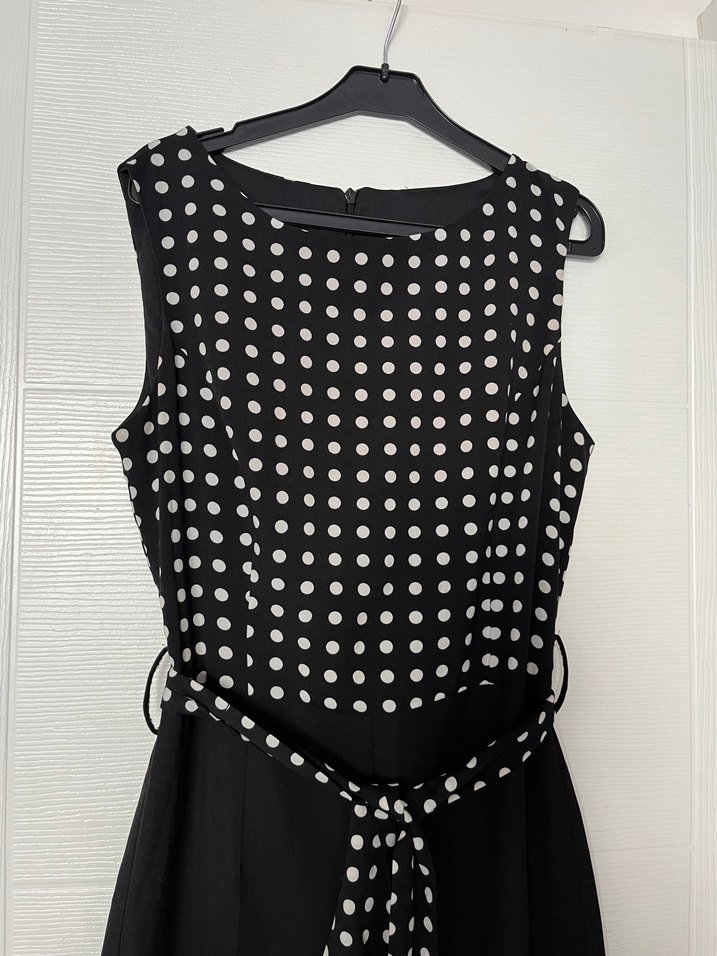 Kemerli Puantiyeli Siyah Uzun tulum - Görsel 4