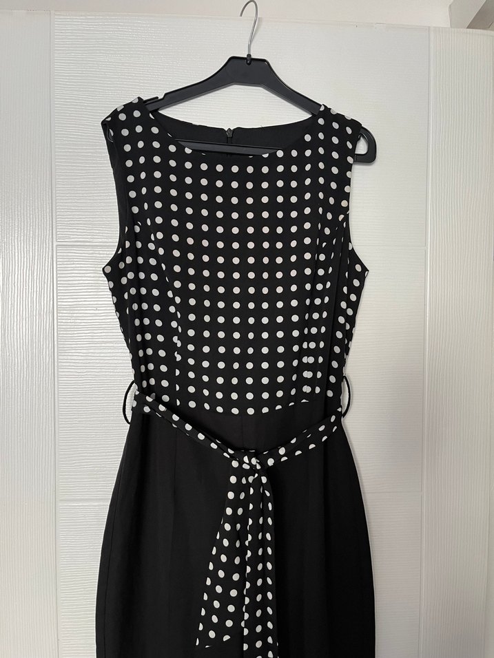 Kemerli Puantiyeli Siyah Uzun tulum - Görsel 2