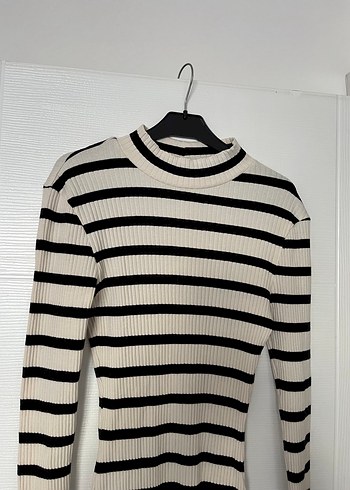 Uzun Kollu Çizgili Fit Kesim Kadın Elbise - Görsel 2