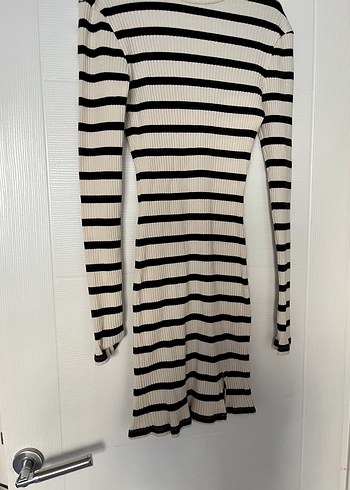 Uzun Kollu Çizgili Fit Kesim Kadın Elbise - Görsel 3