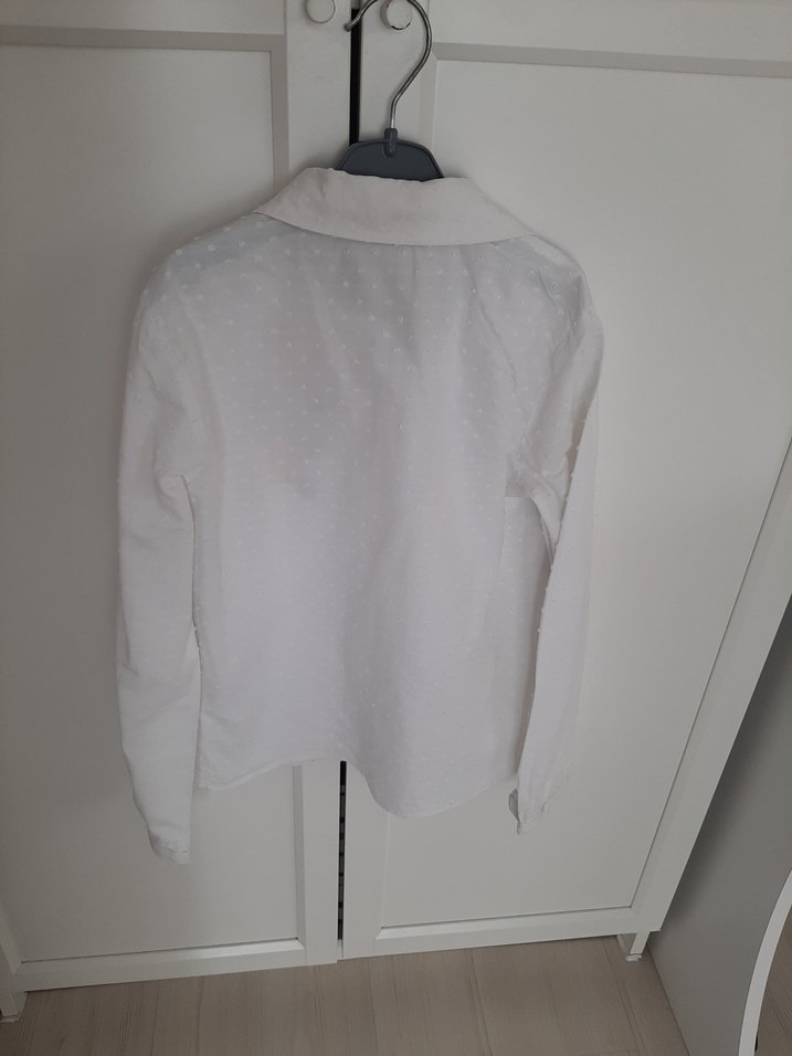 Beyaz Pamuklu Uzun Kollu Gömlek - Görsel 2