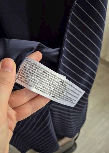 Lacivert Çizgili Kolsuz Mini Elbise - Görsel 7