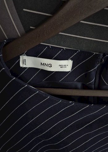 Lacivert Çizgili Kolsuz Mini Elbise - Görsel 6