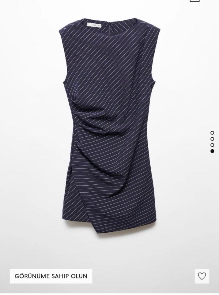 Lacivert Çizgili Kolsuz Mini Elbise - Görsel 2